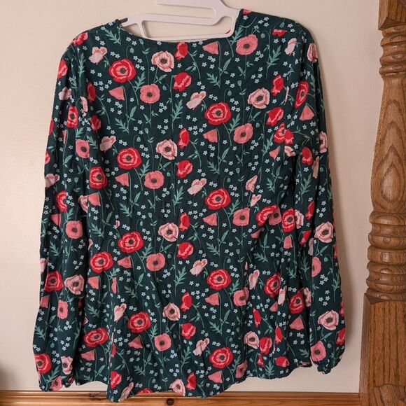 Matilda Jane Green Yesteryear Peplum Button Up Floral Green Top Size Medium - Picture 6 of 10
